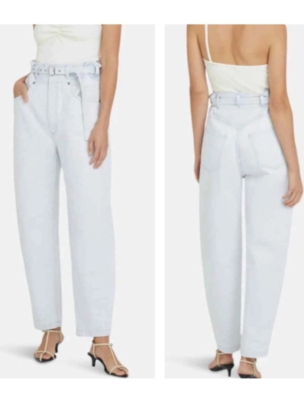 AGOLDE Riya Peg Jeans Paper bag Waist High Rise Belted Light Wash Size 28